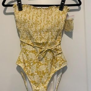 Strapless Yellow One Piece from Loft